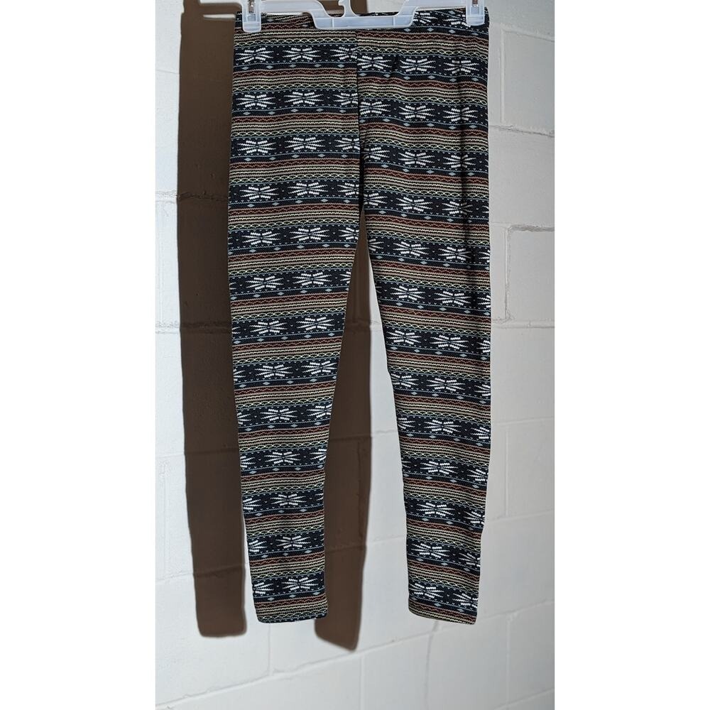 Soho Girls Patterned Fleece Lined Leggings Aztec Tribal Print Pants Medium Large